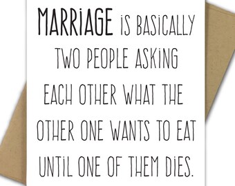 Wedding Card | Anniversary Card | Marriage | Engagement | Marriage Is Asking Each Other What to Eat