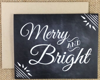 Christmas Card - Merry & Bright Chalkboard