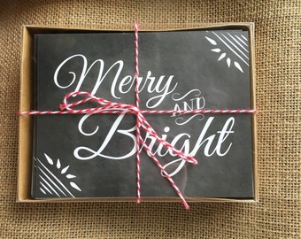 Pack of 10 Christmas Cards - Merry & Bright