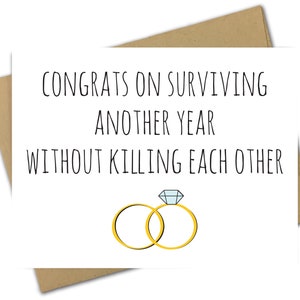 Wenskaart | Verjaardag | Verjaardag Card | Sarcastische | Gehuwd met | Grappige | Congrats op het overleven van nog een jaar zonder elkaar vermoorden