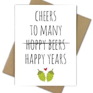 cartão comemorativo | Cartão de casamento | Engajamento | Chuveiro | Casado | Cerveja | Lúpulo | Cerveja Artesanal | Beber | Trocadilho | Engraçado | Um brinde a muitas cervejas hoppy