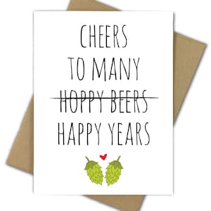 Greeting Card | Wedding Card | Engagement | Shower | Married | Beer | Hops | Craft Beer | Drink | Pun | Funny | Cheers to Many Hoppy Beers