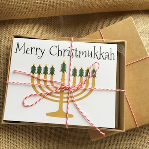 Pacote de 10 cartões de Natal / Hanukkah - Feliz Natal