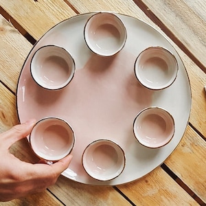 Ceramic Seder Passover Plate, Jewish Holiday Decor, Handmade Porcelain Serving Dish, New Home Gift