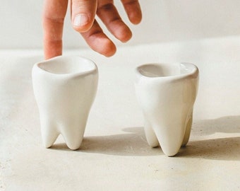 Handmade Pottery Dentist Gift Sake Glass, Tooth Shot Glass, Dental Assistant Hygienist Doctor Gift, Office Decor, Toothpick Holder (1 Cup)