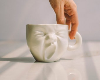 Coffee Mug Pottery Face Mug Ceramic Mug Handmade New Job Gift Modern Ceramics Coffee Cup Porcelain Cup Desk Accessories Long Distance Gift