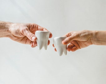 Handmade Porcelain Tooth Shot Glass – Dentist Gift & Home Bar Decor Funny Cup