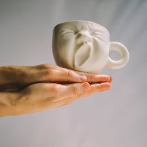 Coffee Mug Pottery Ceramic Mug Handmade Face Mug New Job Gift Coffee Lovers Gift Porcelain Coffee Cup Funny 1st Anniversary Gift For Husband