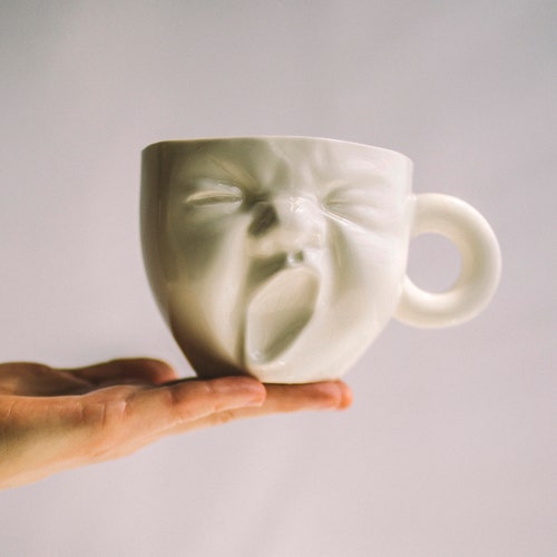 Funny Coffee Mug Pottery Face Mug Ceramic Mug Handmade Long Etsy