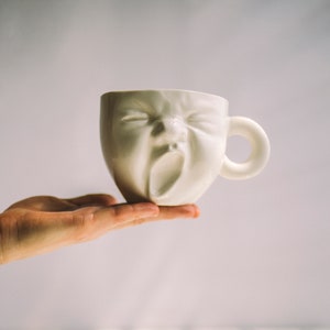 Face Mug Pottery Coffee Mugs Ceramic Mug Handmade New Job Gift Porcelain Cup Funny Coffee Mug Coffee Cup Long Distance Gift New Home Gift image 1