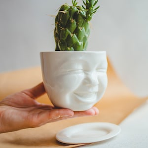 Sukkulenten Topf Kaktus Pflanzer Keramik Gesicht Pflanzer Büro Accessoires Für Frauen Keramik Kunst Mitarbeiterin Geschenk Neues Zuhause Einweihungsparty Geschenk