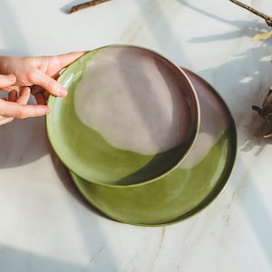 Handmade Stoneware Dinnerware Set, Dinner Plates, Unique Pottery Wedding Gift for Couple, Modern Ceramic Dinnerware, New Home Gift for Mom