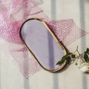Golden Lilac Porcelain Vanity Tray, Trinket Dish image 1