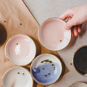 Small Pottery Bowl Jewelry Organizer Ceramic Bowl Ring Dish Tea Light Holder Office Desk Accessories Candle Votive Salt Cellars Hostess Gift