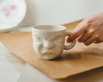 Face Mug Pottery Coffee Mugs Ceramic Mug Handmade New Job Gift Porcelain Cup  Funny Coffee Mug Coffee Cup Long Distance Gift New Home Gift 