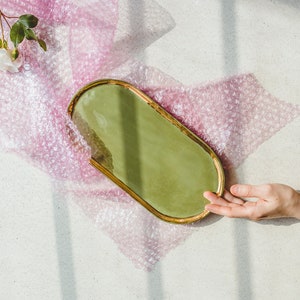 Stoneware Vanity Tray Perfume Tray Elegant Bathroom Decor Ceramic Candle Plate Trinket Dish Catchall Tray Jewelry Storage Dish Hostess Gift