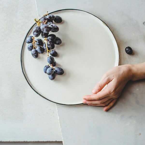 Dinner Plate Pottery, Modern Ceramic Plate, White Pottery Plate, Handmade Dinner Plate, Pottery Dinnerware Handmade, Rustic Dinnerware Plate