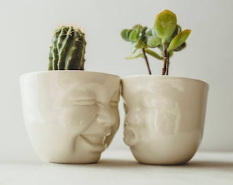 Succulent Pots Set Ceramic Planter Face Planter Housewarming Gift For Best Friend Birthday Gift Plant Pot Cute Desk Accessories New Job Gift