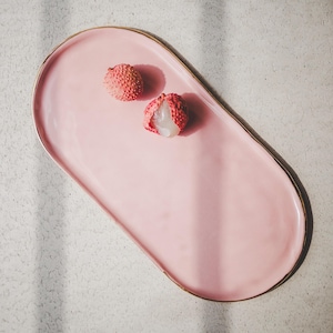 Handmade Pottery Perfume Tray Modern Ceramic Candle Tray Stoneware Cheese Board Jewelry Dish Bathroom Vanity Tray Home Decor Hostess Gift
