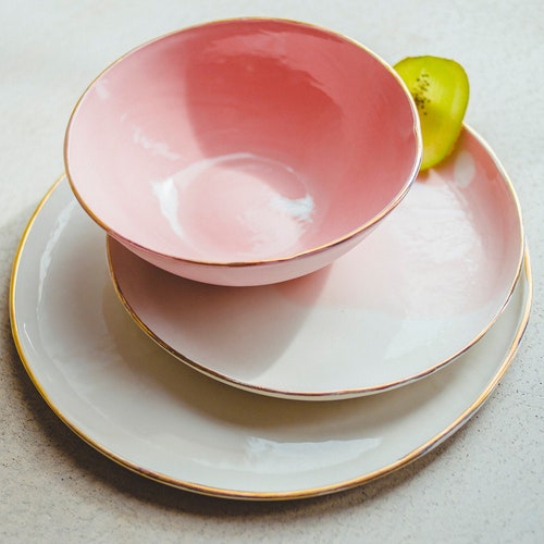 Green Ceramic Dinner Plates Set Ceramic Dinnerware Set Pottery Etsy