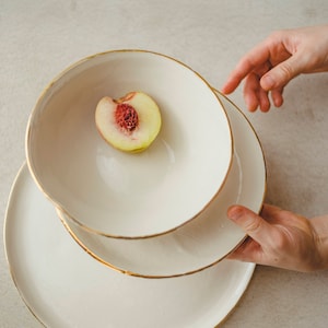 Handmade Pottery Ceramic Dinner Plate, Porcelain Dinner Set, Soup Bowl, Dessert Plates, Modern Ceramic Dinnerware, Unique Wedding Gifts