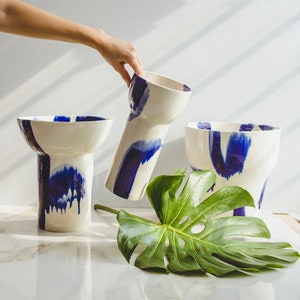 Vase Kanne Modern-Vintage Design Keramik 32x18x14cm grau-grün Dekoration 