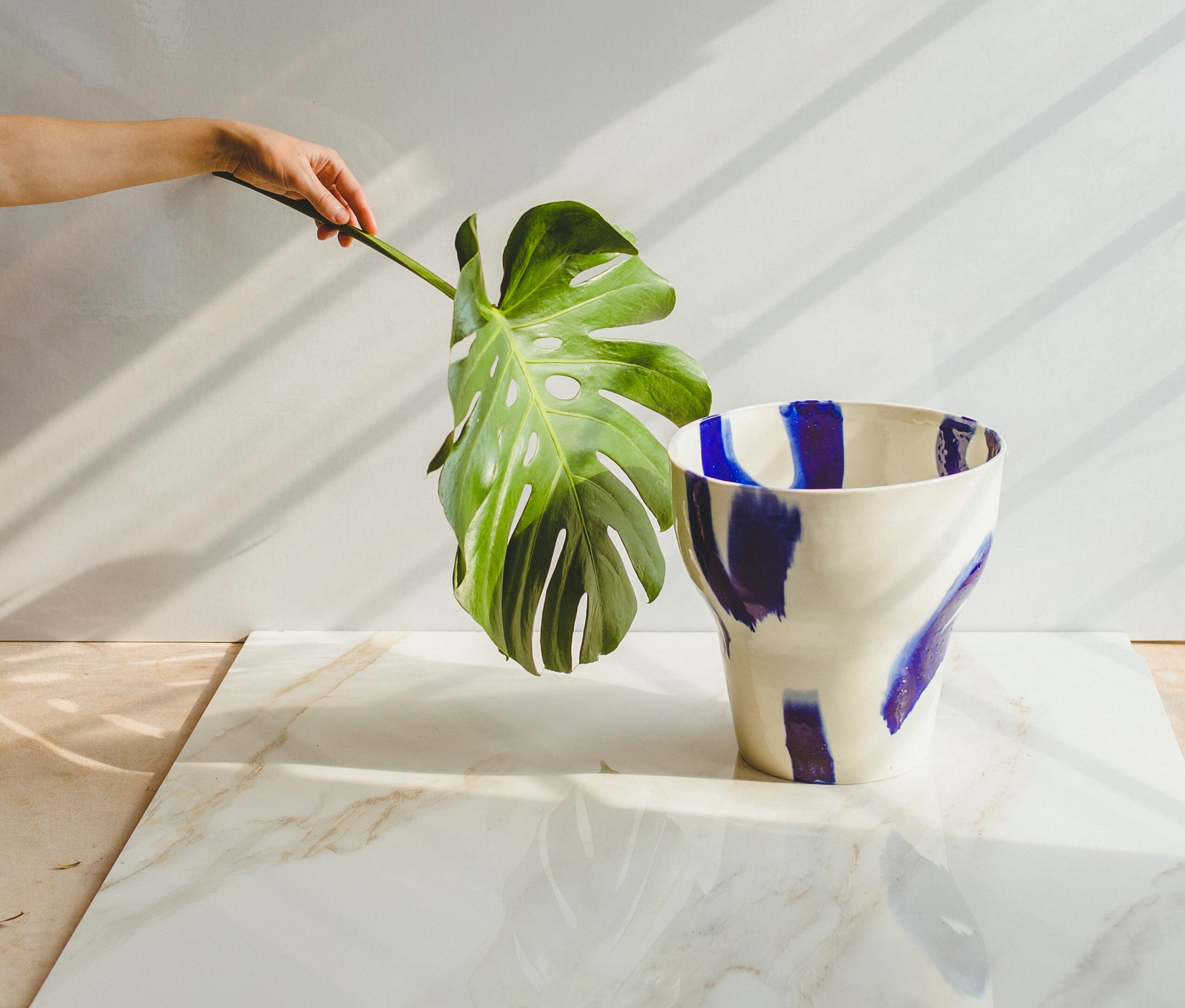 Blue And White Flower Vase Coffee Table Decor Modern Ceramics Etsy