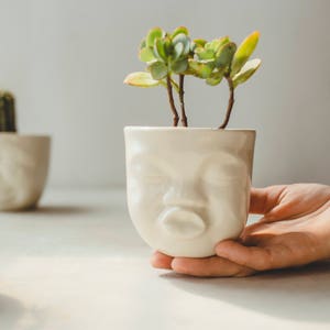 Succulent Pots Set Ceramic Planter Face Planter Housewarming Gift For Best Friend Birthday Gift Plant Pot Cute Desk Accessories New Job Gift image 5