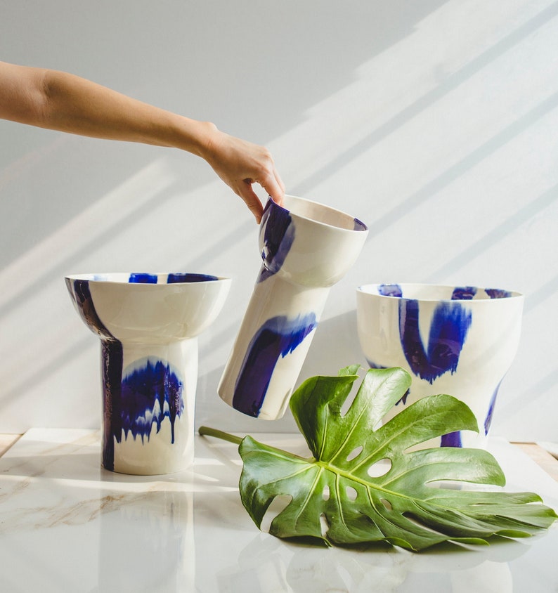 Modern Ceramics Hand Painted Vase Porcelain Vase Ceramic Vase Pottery Vase Living Room Decor Office Decor Coffee Table Decor New Home Gift image 1