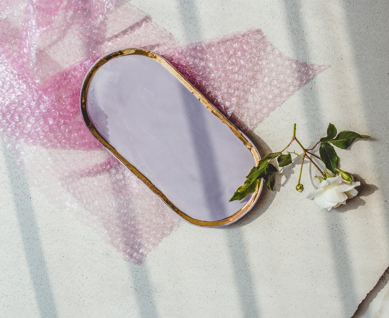 Golden Lilac Porcelain Vanity Tray, Trinket Dish image 10