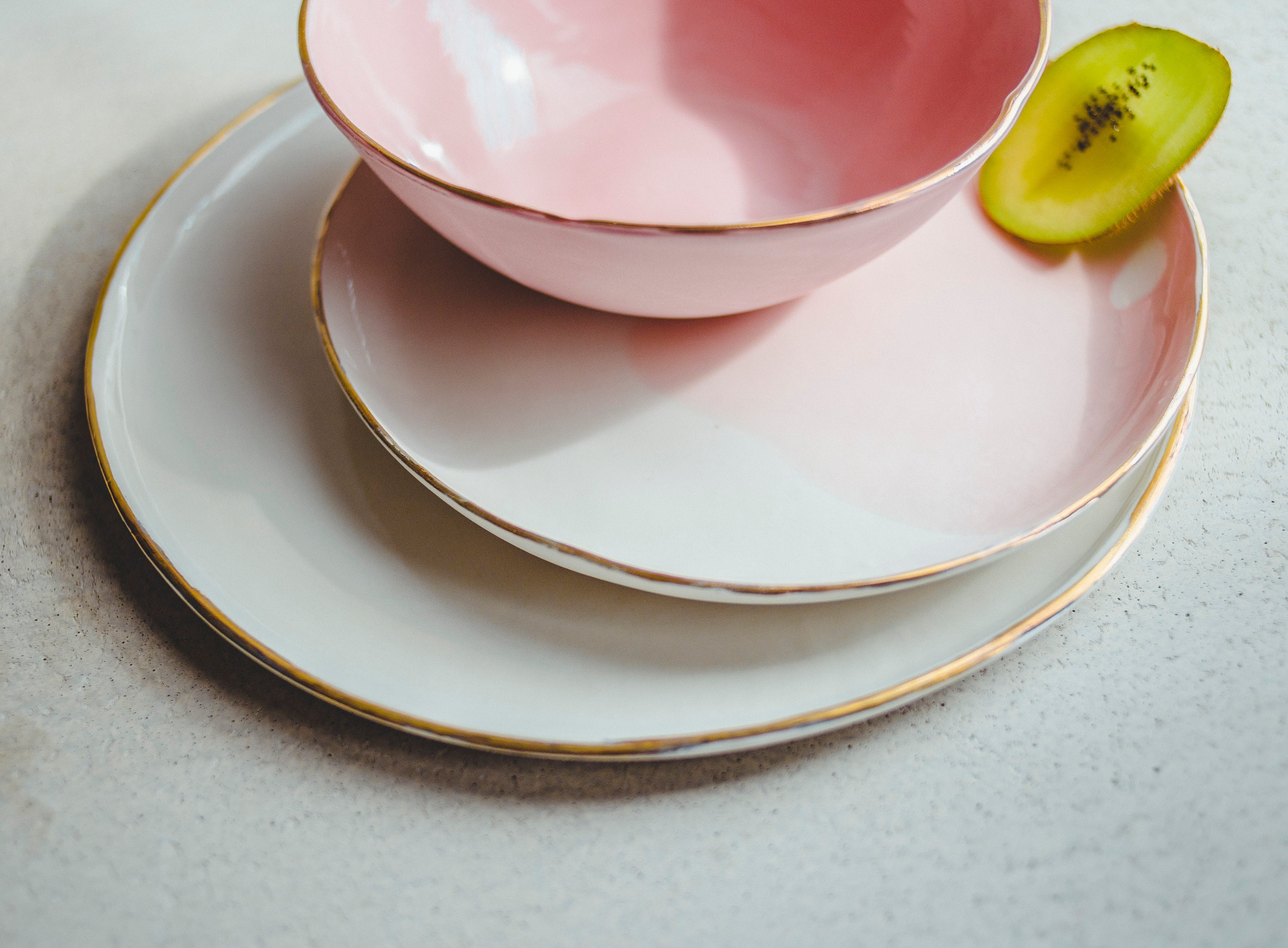 Ombre Pink Dinnerware Set Ceramic Dinner Plates Set Soup Bowl Etsy