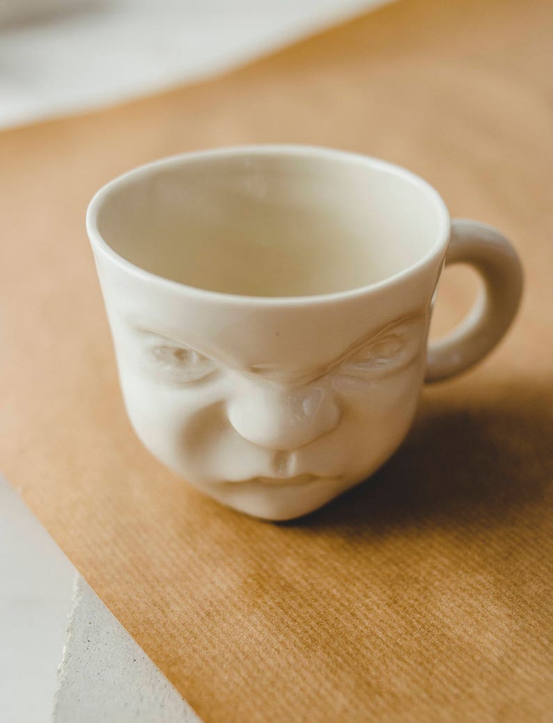 Ceramic Coffee Cup, Face Mug, Pottery Coffee Cup, Grumpy Mug, Porcelain Coffee Cup, Coffee Lovers, Tea Cup, Modern Mug, Funny Mug For Dad image 5