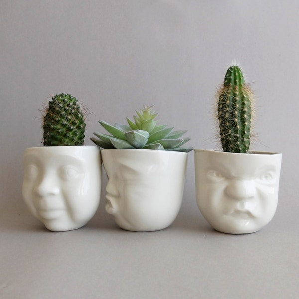 Head planter,cute succulent planter,plant gift set,modern planter,cute ceramic gift,modern pottery,indoor herb garden,unique plant pot