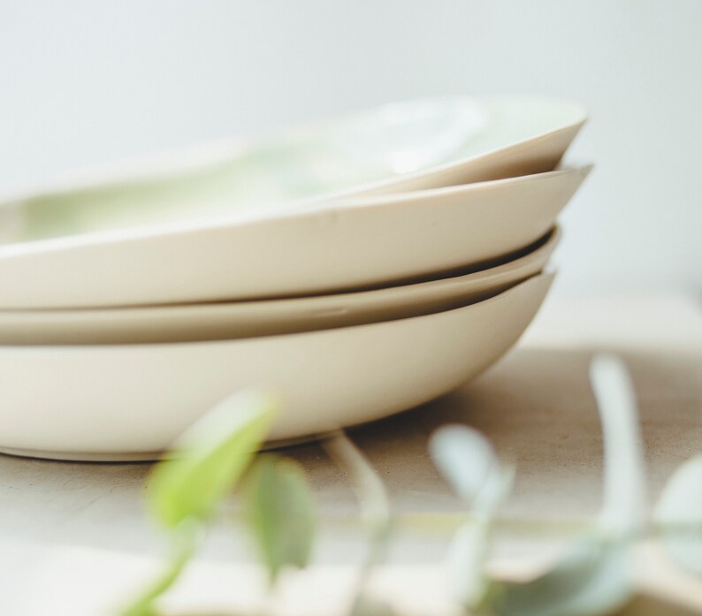 Green Watercolor Ceramic Dinner Plate Deep Plates Ceramic Etsy Australia