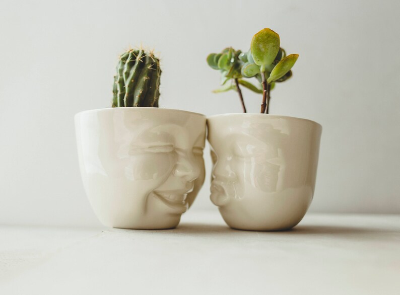 Succulent Pots Set Ceramic Planter Face Planter Housewarming Gift For Best Friend Birthday Gift Plant Pot Cute Desk Accessories New Job Gift image 1