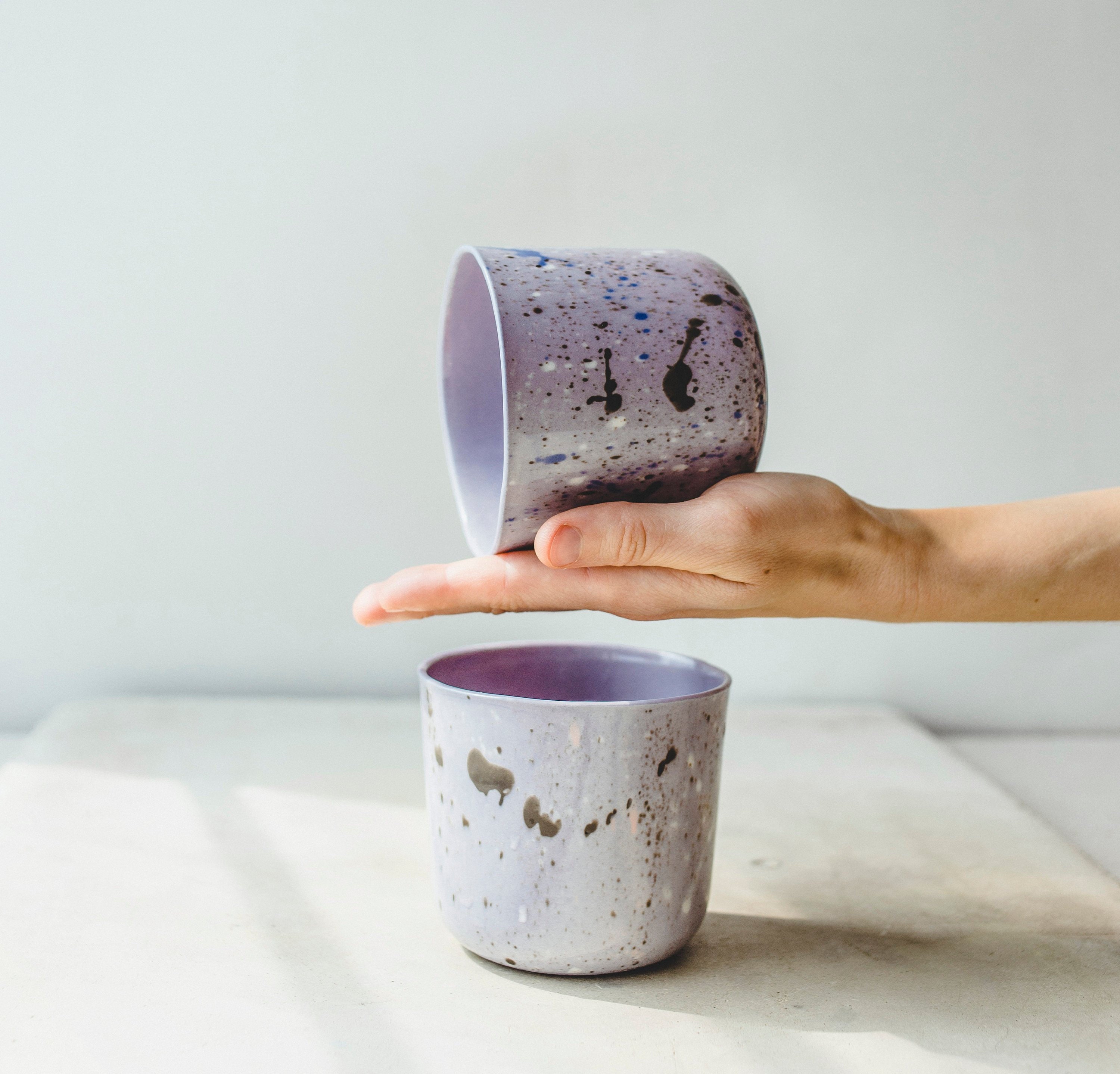 Watercolor Ceramic Cup Speckled Mug Coffee Cup Pottery Coffee Etsy