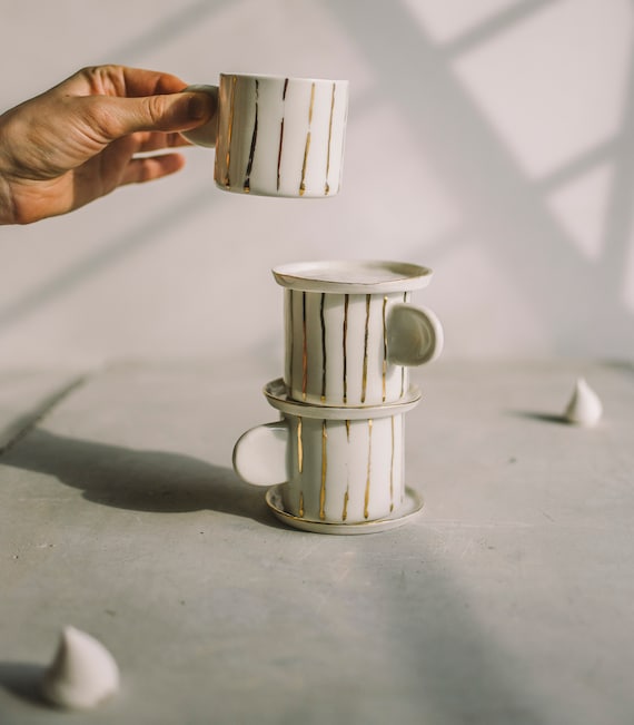 Cactus Ceramic Charm: Handmade Cactus Espresso Cups Set