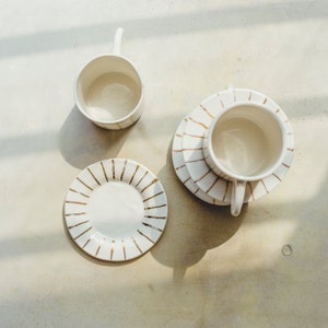Handmade Porcelain Espresso Cup and Saucer Set Hand Painted Ceramic Coffee Cup Unique Coffee Mug Anniversary Gift Modern Pottery Mug 1 set image 5