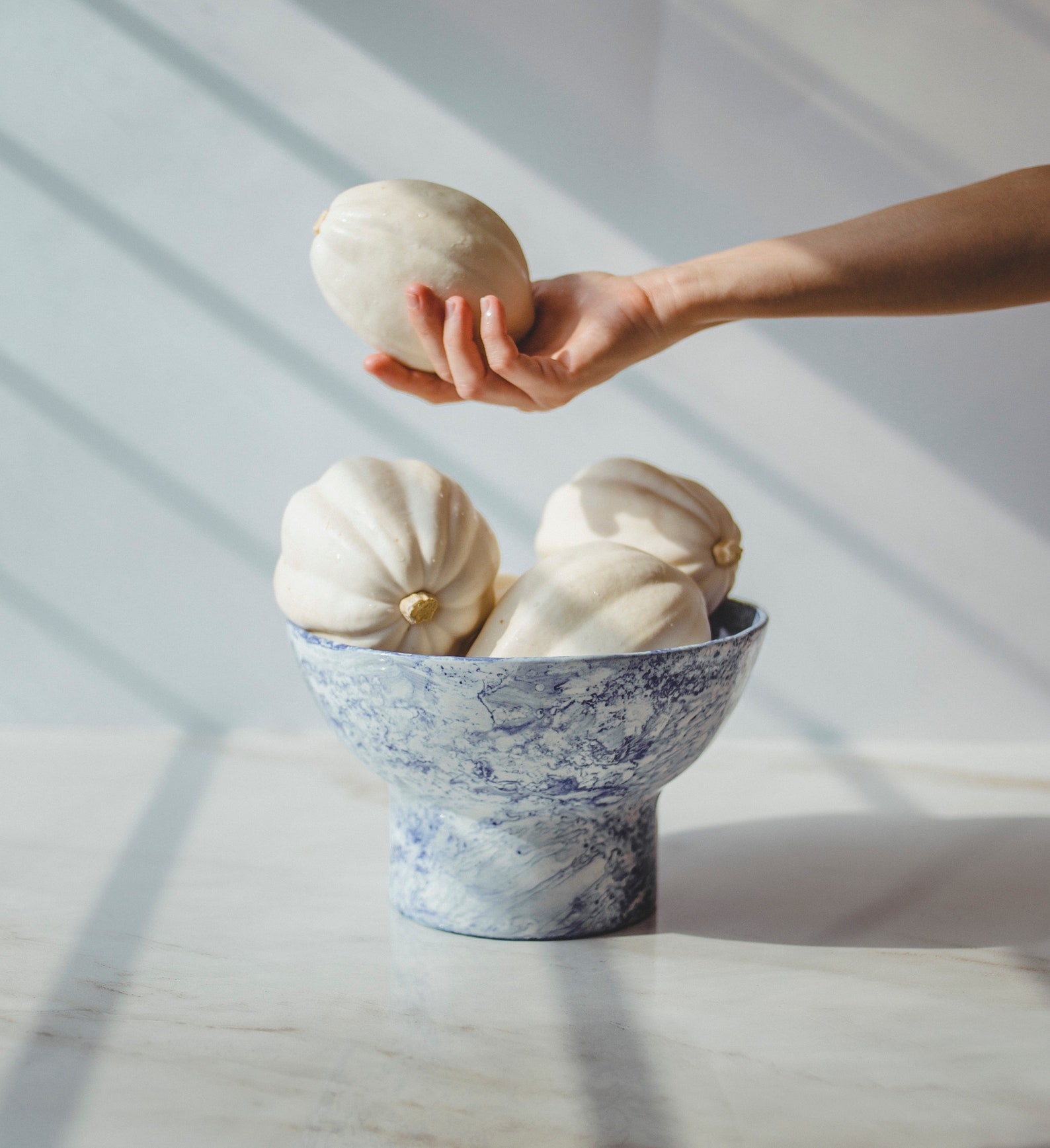 Blue and White Ceramic Fruit Bowl Footed Bowl Porcelain Bowl Etsy