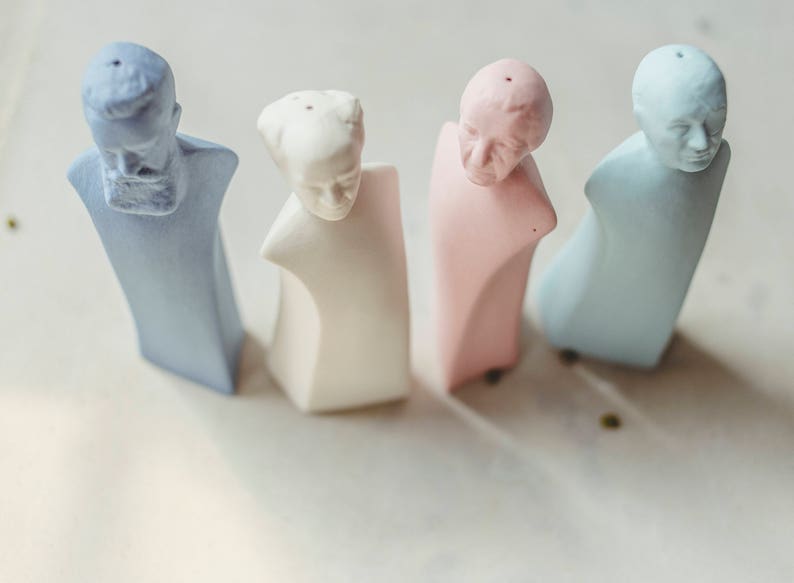 Judaica Art Modern Ceramics Salt Pepper Shaker Ceramic Figurine Political Gift Israel Art Jewish Housewarming Gift Porcelain Figurine