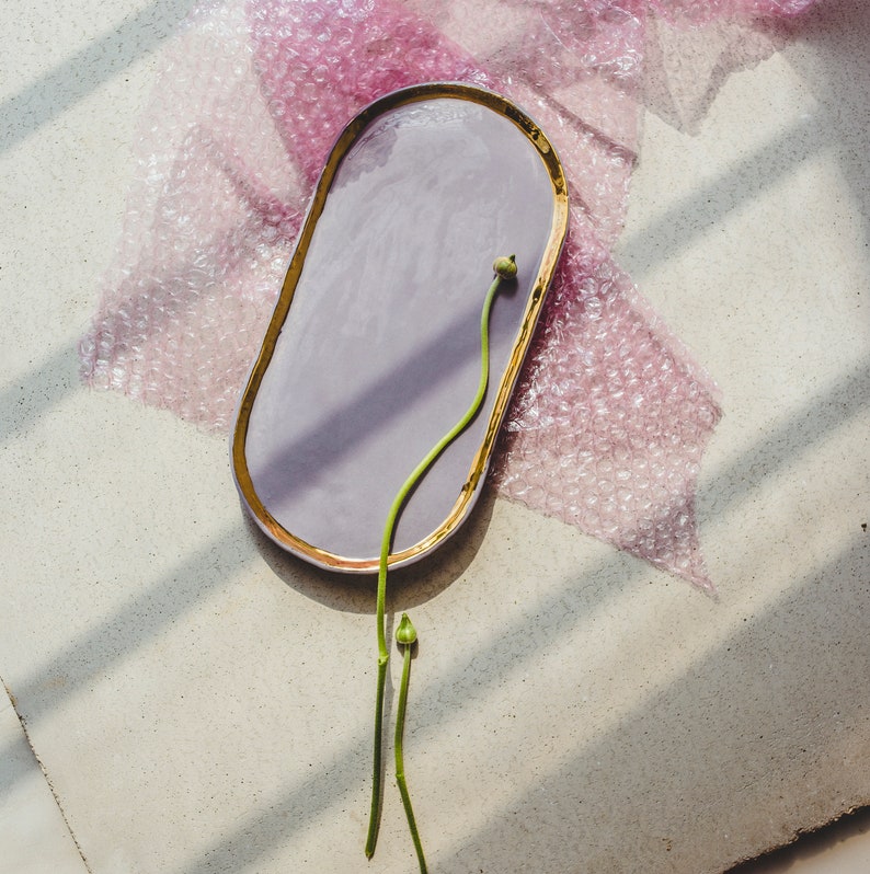 Golden Lilac Porcelain Vanity Tray, Trinket Dish image 3