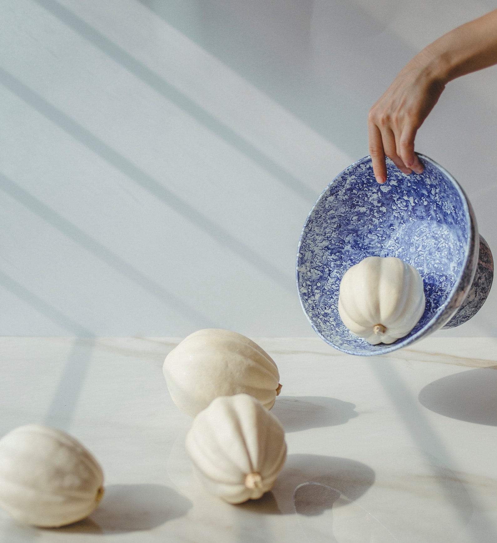 Blue and White Ceramic Fruit Bowl Footed Bowl Porcelain Bowl Etsy