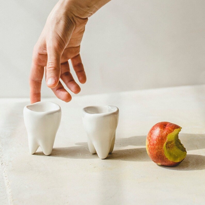 Handmade Pottery Dentist Gift Sake Glass, Tooth Shot Glass, Dental Assistant Hygienist Doctor Gift, Office Decor, Toothpick Holder 1 Cup image 1