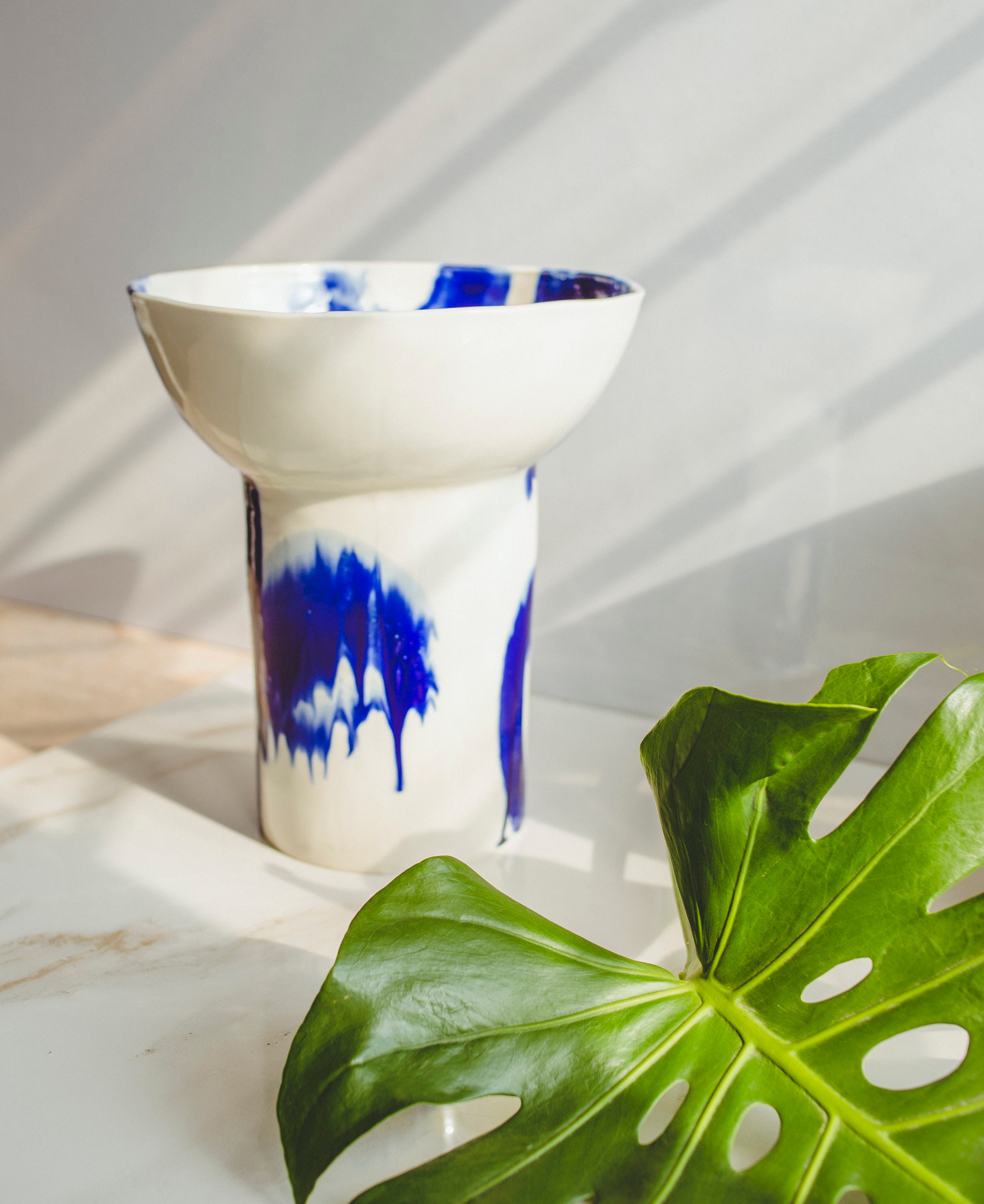 Blue And White Flower Vase Coffee Table Decor Modern Ceramics Etsy