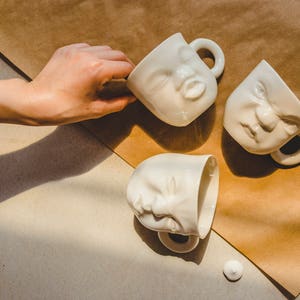 Ceramic Coffee Cup, Face Mug, Pottery Coffee Cup, Grumpy Mug, Porcelain Coffee Cup, Coffee Lovers, Tea Cup, Modern Mug, Funny Mug For Dad image 8