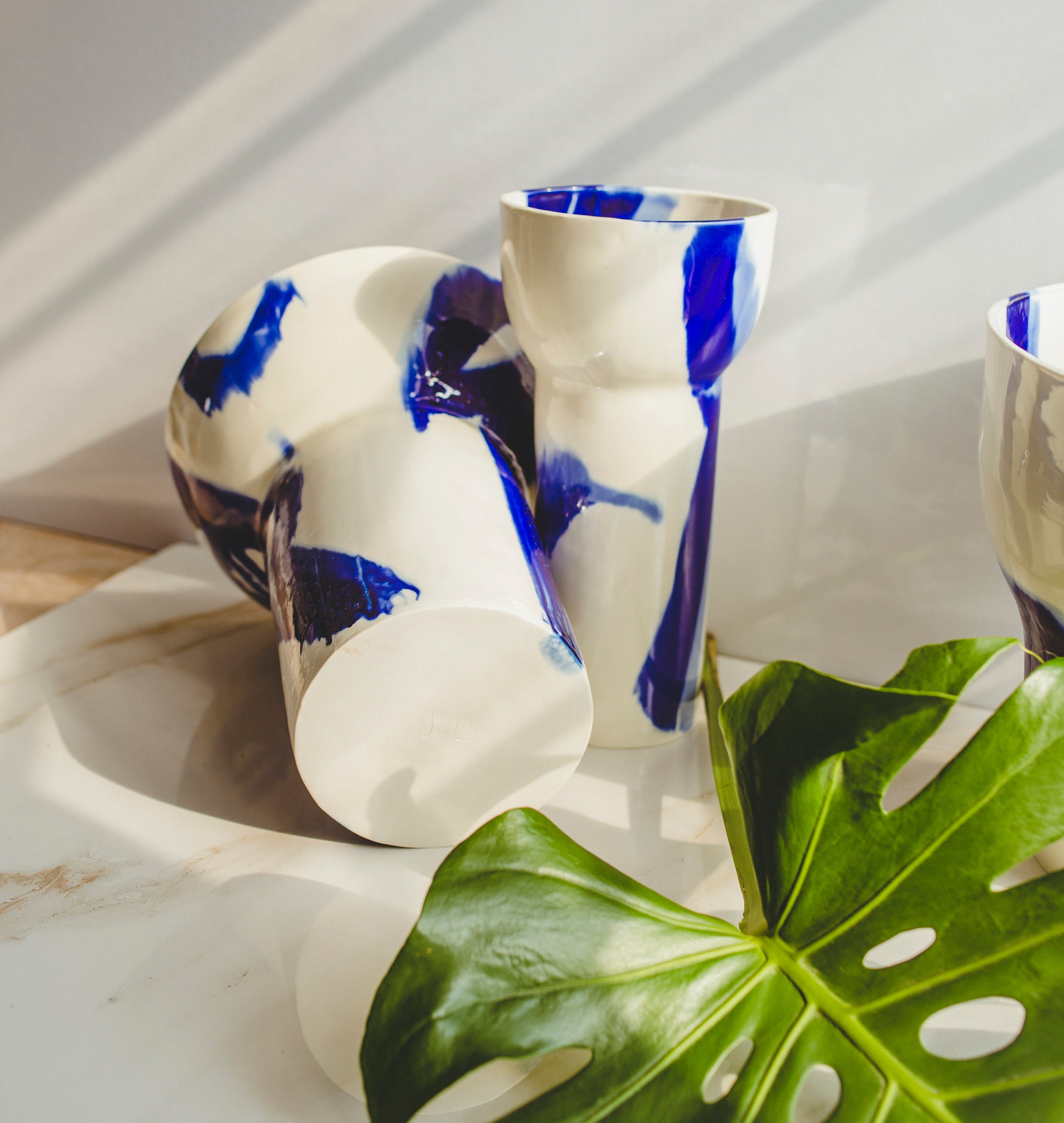 Blue And White Flower Vase Coffee Table Decor Modern Ceramics Etsy