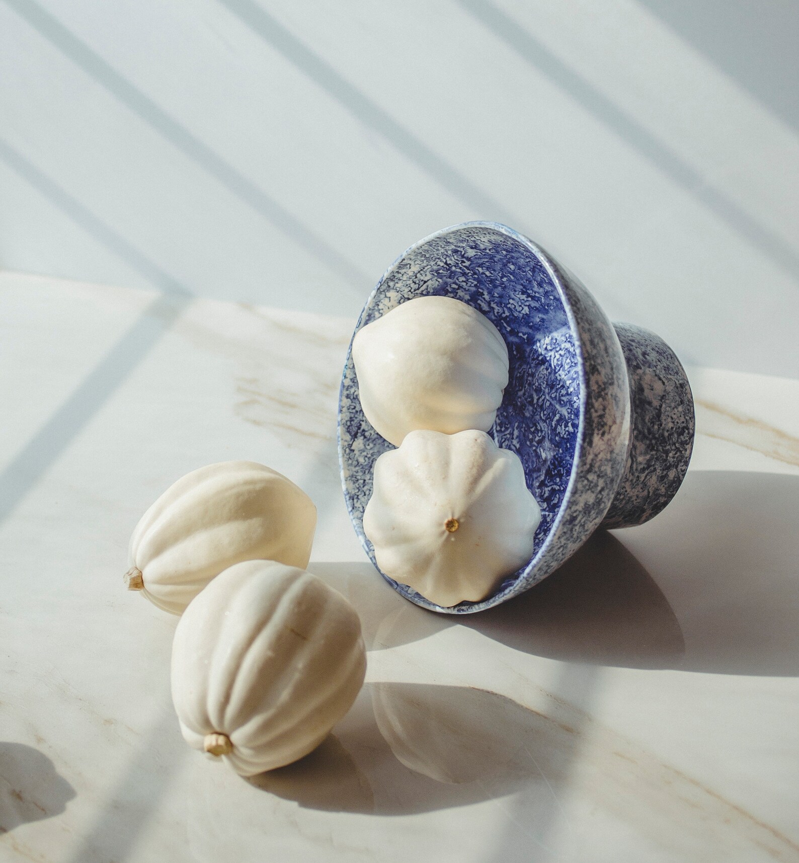 Blue and White Ceramic Fruit Bowl Footed Bowl Porcelain Bowl Etsy