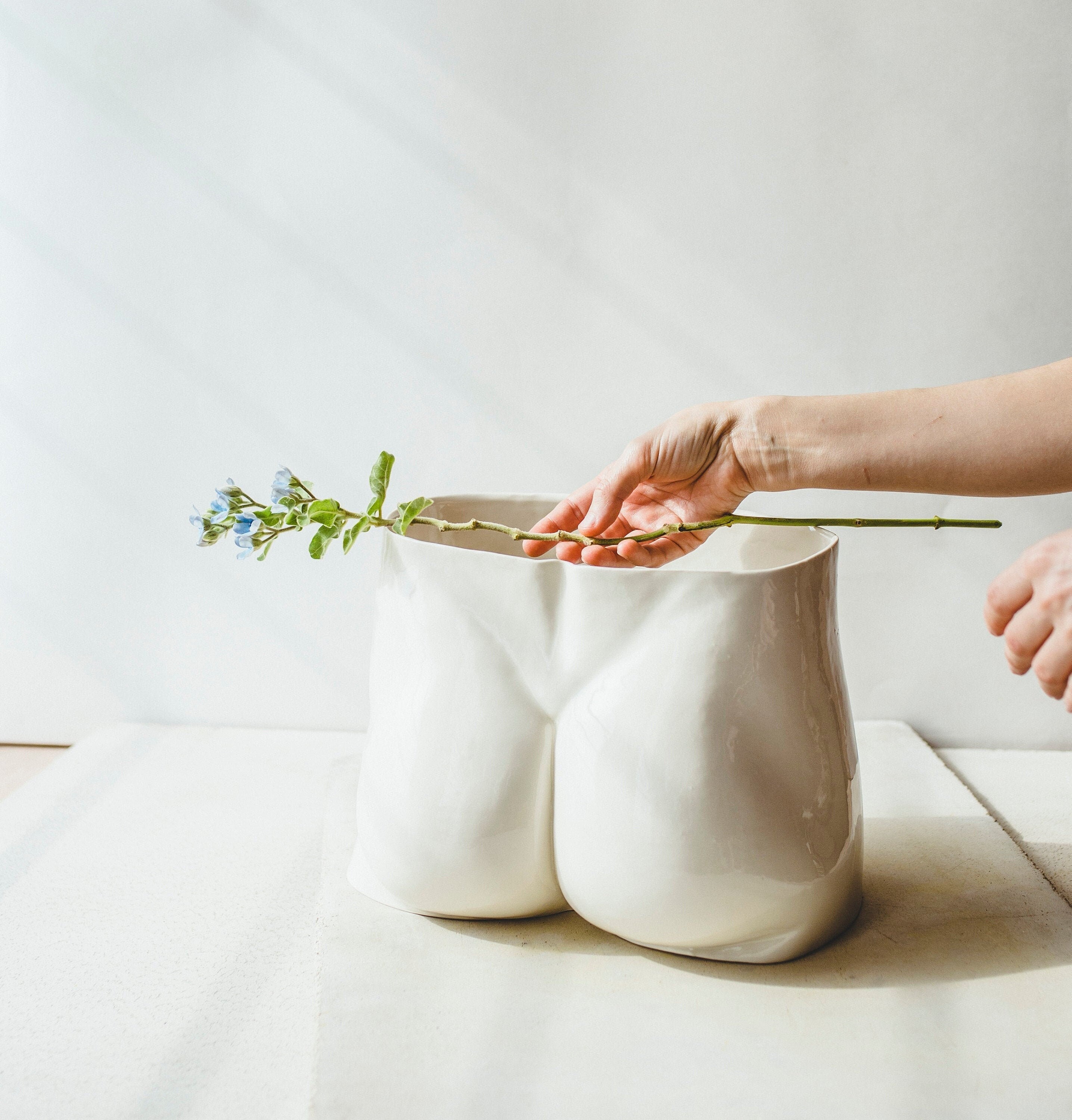 David Booty Vase Handmade Ceramic Butt Planter, Office/Bathroom Decor