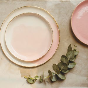 Hand Painted Pottery Plates Dinner Plates Salad Plates Ceramic Dessert Plates Ceramic Dinnerware Decorative Ceramic Plate Dinner Set image 2