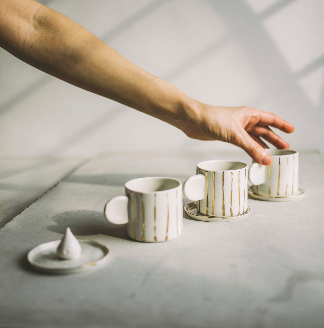 Modern Pottery Handmade Ceramic Espresso Cup and Saucer Set Etsy